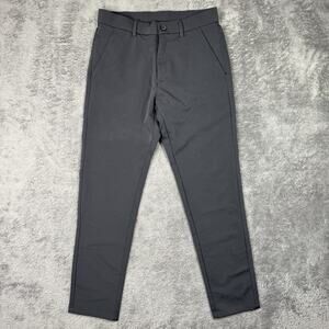 Plaid & Plain Men's Stretch Dress Pants Slim Fit 28x28 Black Chinlon Spandex